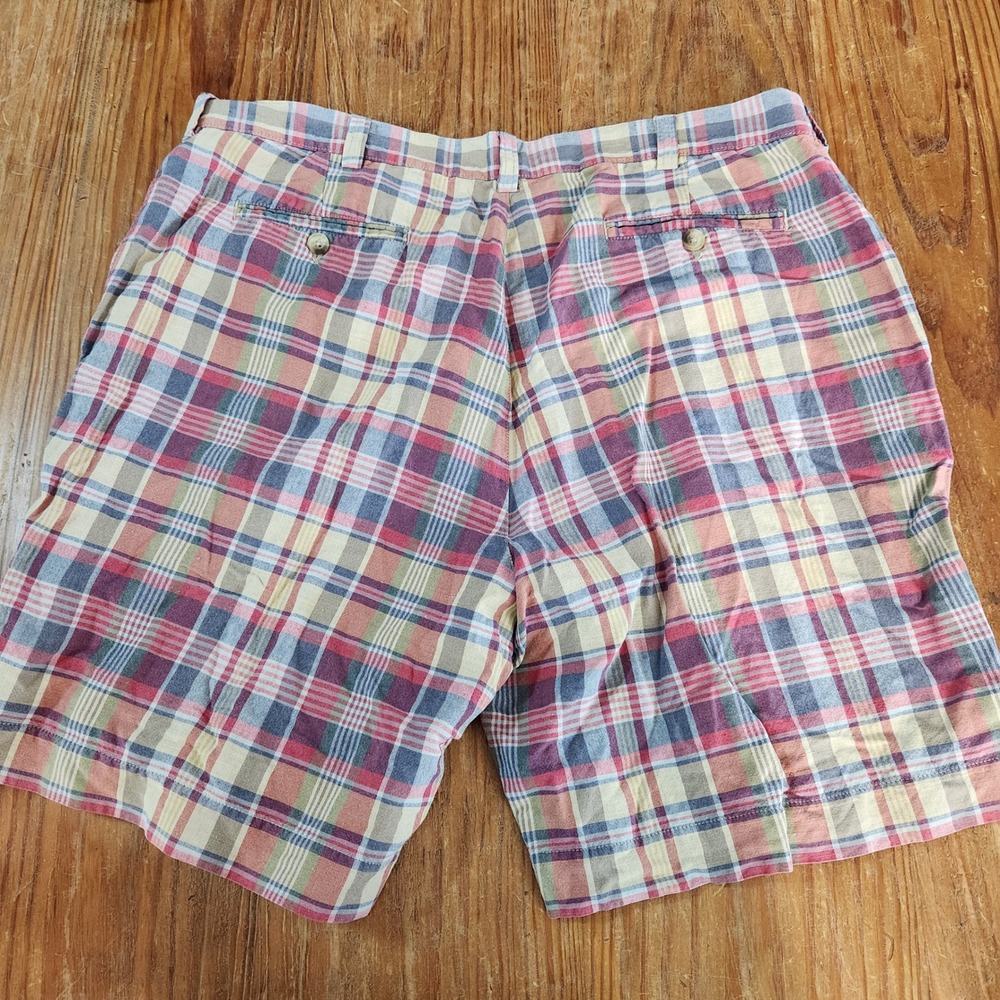 Charleston Twills Men's Plaid Chino Shorts Sz 40x8 Linen‎ Cotton Blend Preppy
